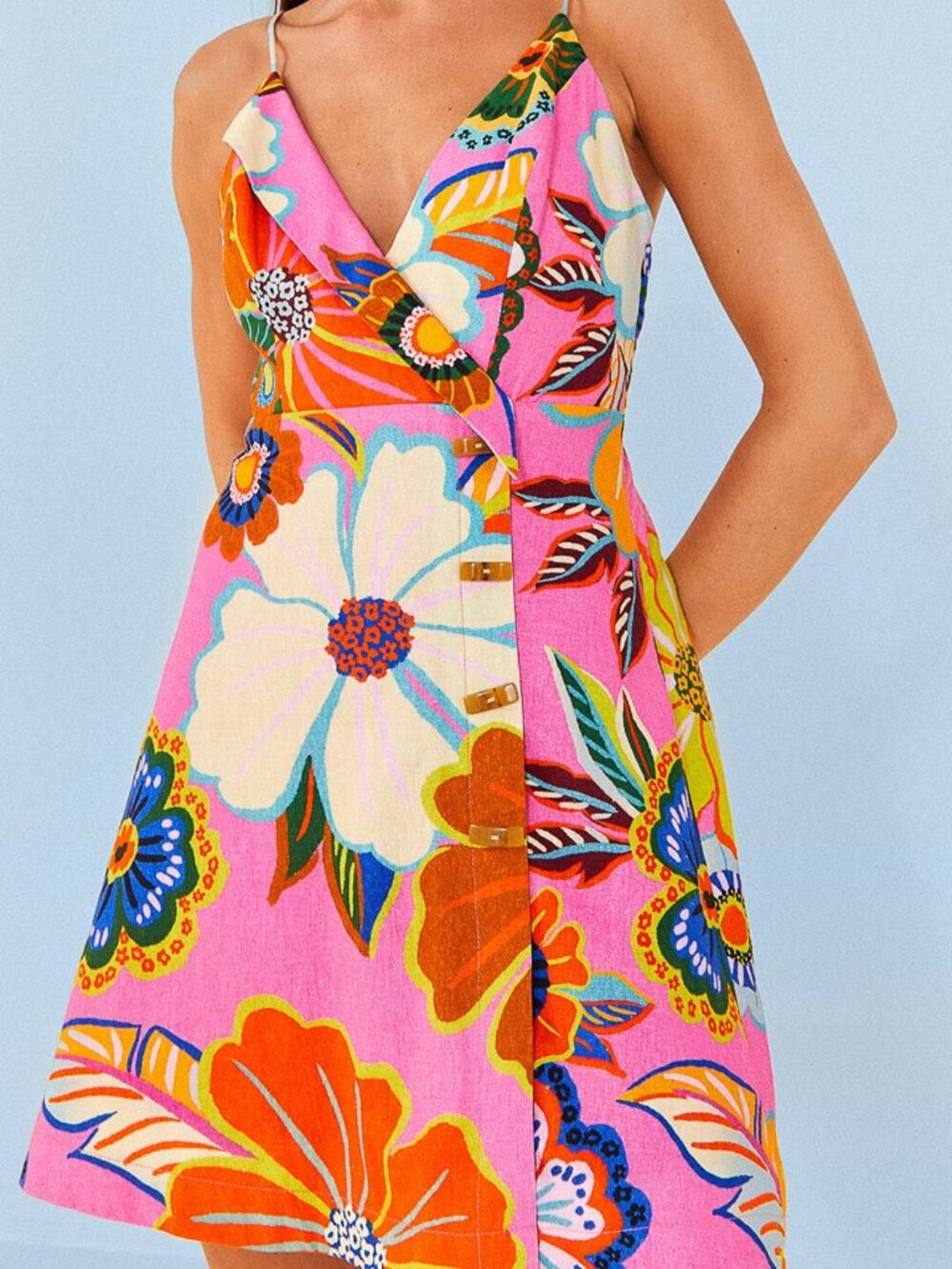 Farm Rio Pink Full Garden Mini Dress (M)
